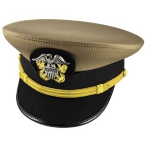 US Navy Commander or Captain Hat, United States Khaki Cap with Scrambled Eggs