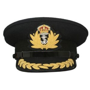 Royal Navy Officer Hat, Naval Captain Peak Cap, R N Commanders Black Cap Badge