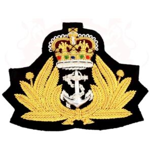 Royal Navy Cap Badge, Naval Queen Crown Handmade Bullion Gold Badge