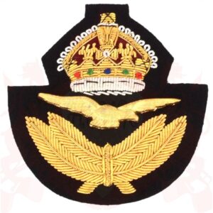 RAF Officer Cap Badge With King’s Crown, Royal Air force Handmade Bullion Badge