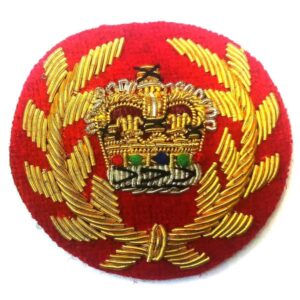 Royal Marines WO2 Mess Dress Badge, Gold Bullion on Red