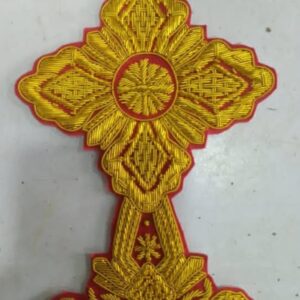 Golden Embroidered Cross Badge – Religious & Ceremonial Collectible Patch