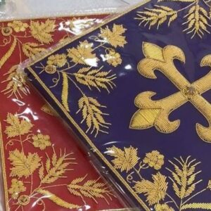 Blue Frame Embroidered Badge with Golden Embroidery