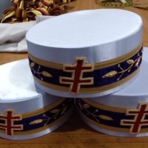 Masonic Knights Templar Cap – Blue and White with Gold Trim and Red Cross