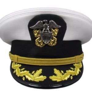 Naval Officer Cap with Golden Embroidery – Military Dress Hat