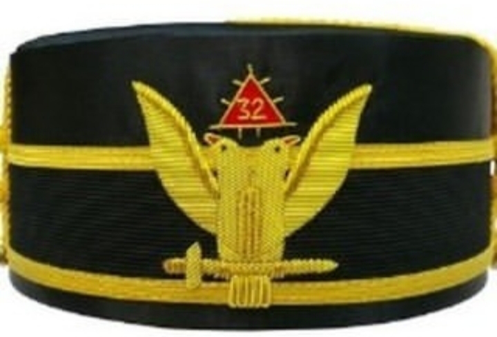 32nd Degree Masonic Cap with Golden Double Headed Eagle and Red Triangle