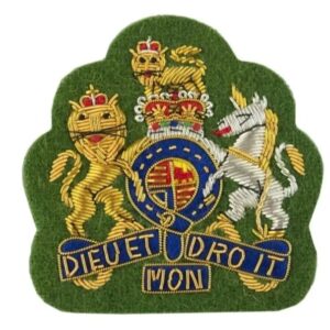 Royal Coat of Arms Embroidered Badge on Green Felt