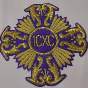 ICXC Handmade Embroidery Batch – Gold & Purple Religious Cross Design by Yamima Sports