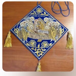Orthodox Liturgical Embroidered Icon – Handmade Epigonation (Palitsa) with Tassels