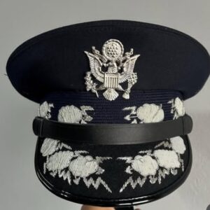 US Military Officer Cap – Handmade Embroidered Dress Peaked Hat