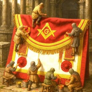 Masonic Apron Artwork – Symbolic Handcrafted Illustration of Freemasonry