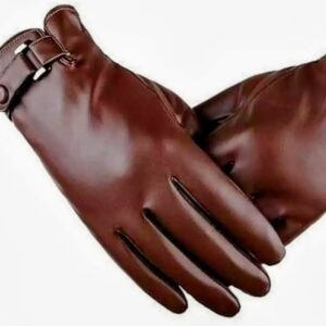 Yamima Premium Brown Leather Gloves for Men – Elegant & Warm Winter Wear